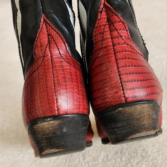 90s Nine West Rodeo Cowgirl boho Western Grunge Leather Boots Romnee 8 - Picture 5 of 12